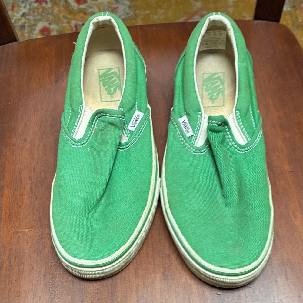 Vans  Slip-On Canvas Sneakers in Bright Green